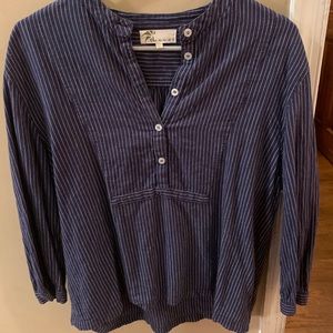 Blue and white striped button shirt